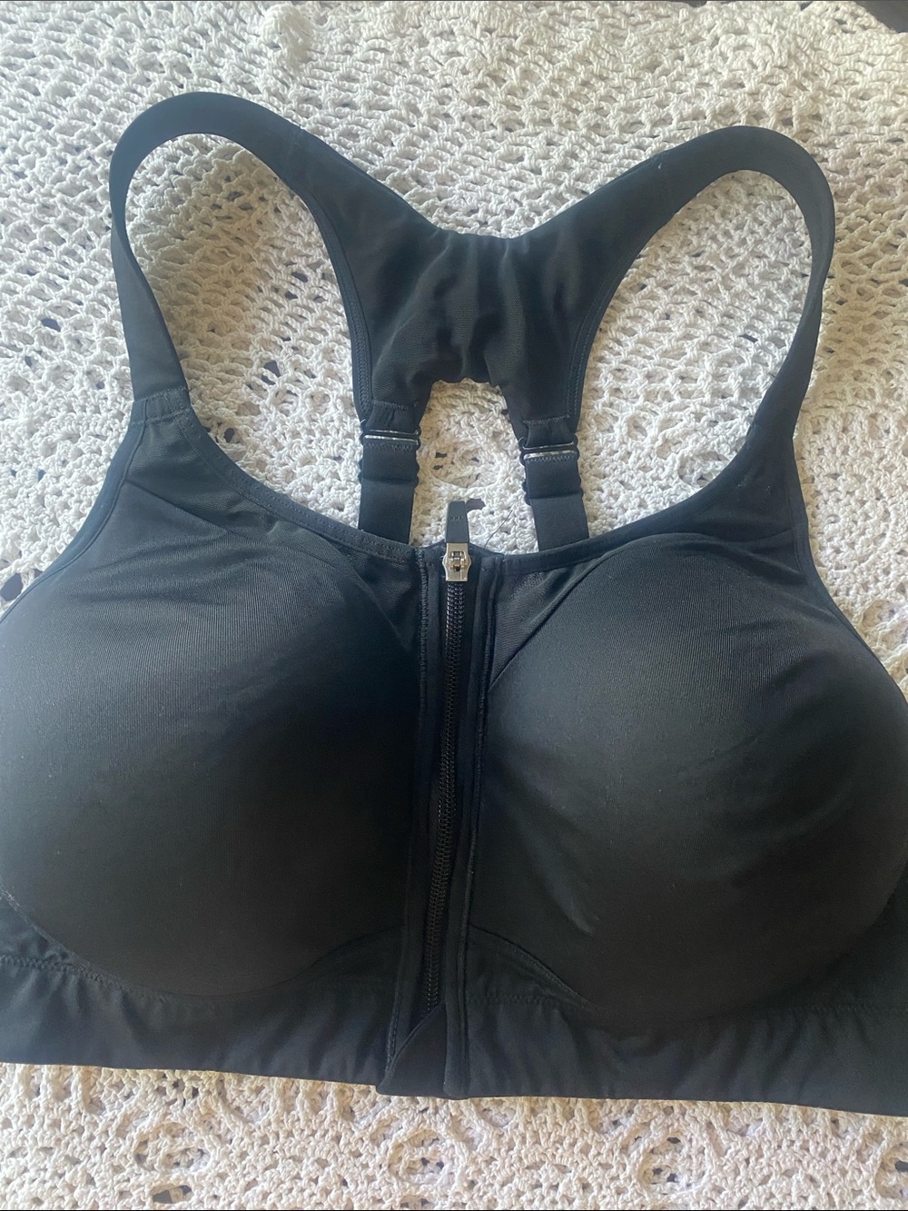 CALIA by Carrie Underwood Black Front-Zip Racerback Sports Bra